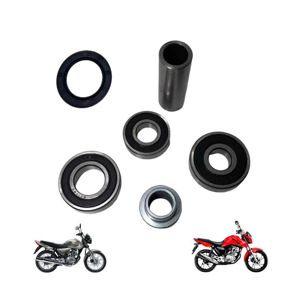 Kit Rolamento + Bucha + Retentor Roda Traseira CG Fan Titan Start150 160 Todos Anos