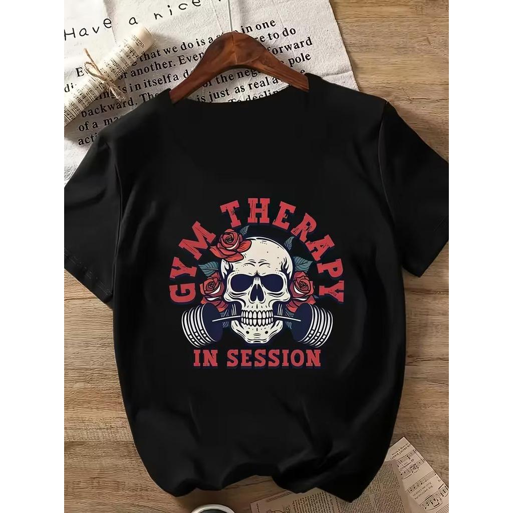 Camiseta Feminina Algodão Premium Adulto Plus Size Infantil Stretwear Over Gym Therapy Is Session Academia Treino Casual