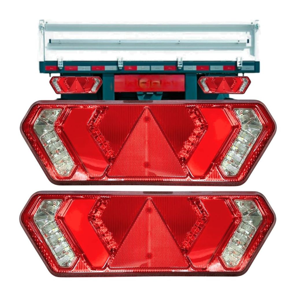 Par Lanterna Traseira Implemento Para Carreta Guerra Com Pisca Sequencial LED Bivolt 12/24V