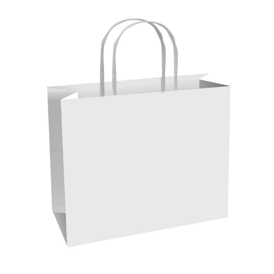 Sacola de Papel Horizontal M - 22x30x9cm - Branco - 10 unidades - Rizzo