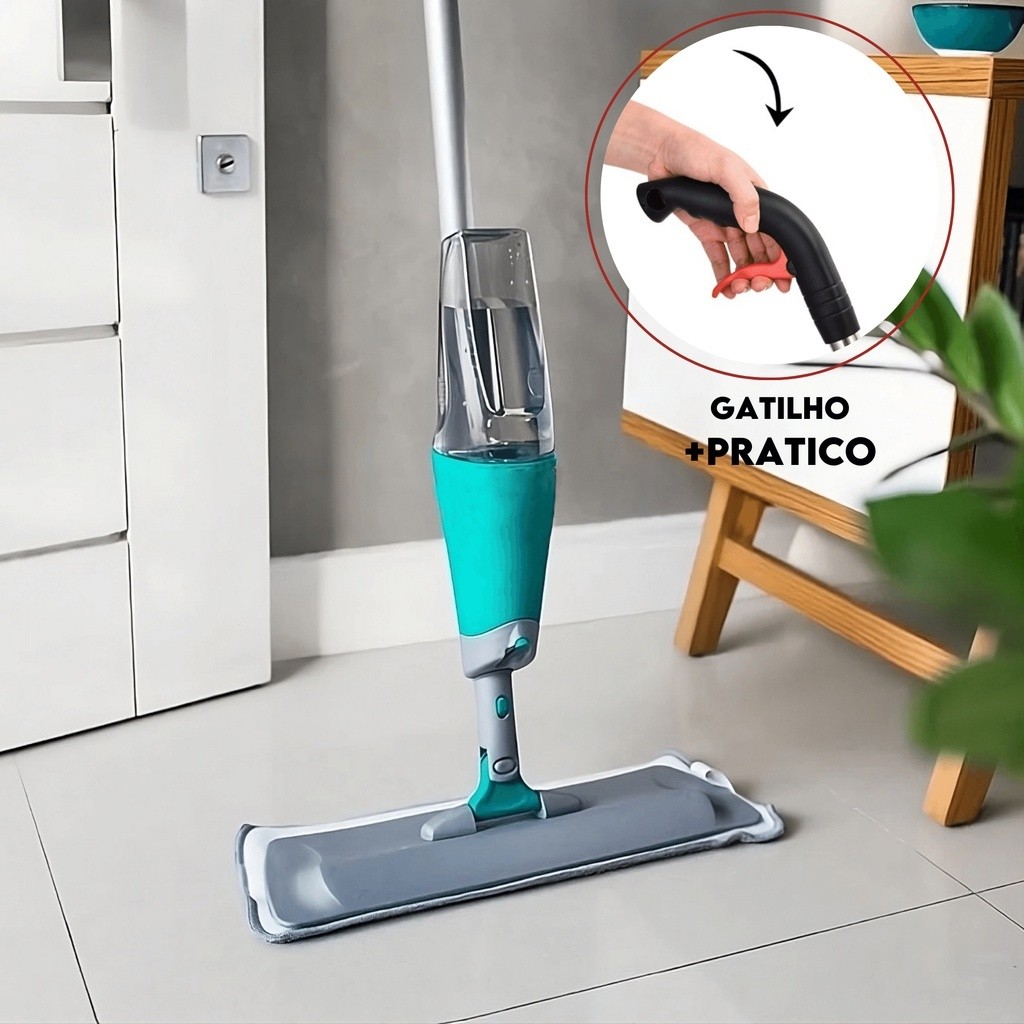 Mop Spray Limpeza Reservatório Esguicho Esfregão Passa Pano Chão Casa Cerâmica Parede Vidro Cabo