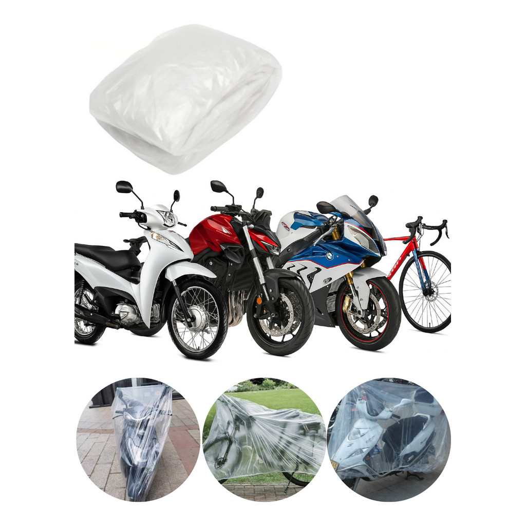 Capa Plástica Transparente Para Moto Bicicleta Bike Impermeável Proteção