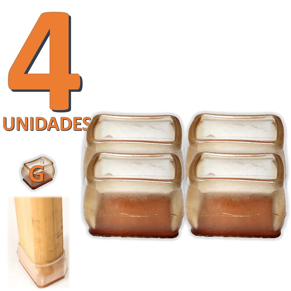 Kit 04 Peças Protetor De Silicone Para Pé Da Mesa E Cadeira CASTANHO RETANGULAR Tam: G MOD200078