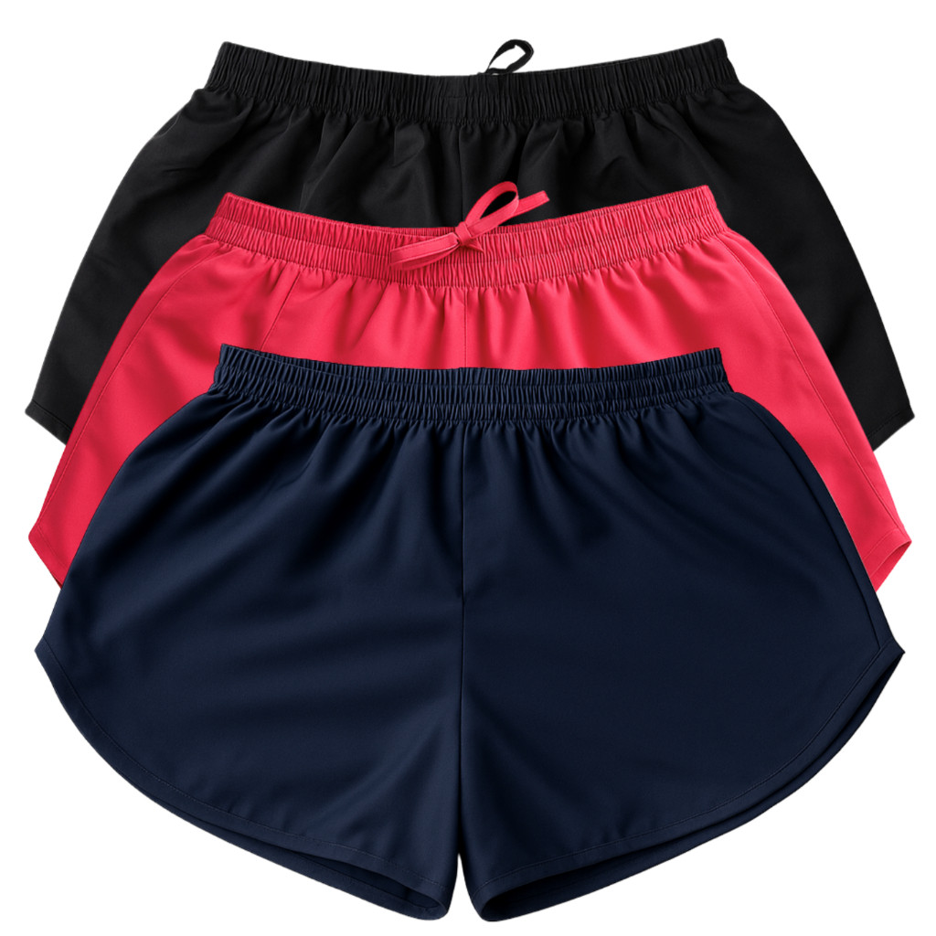 KIT 3 short  tactel feminino para praia corrida caminhada soltinho e confortável de secagem rápida P ao EXG