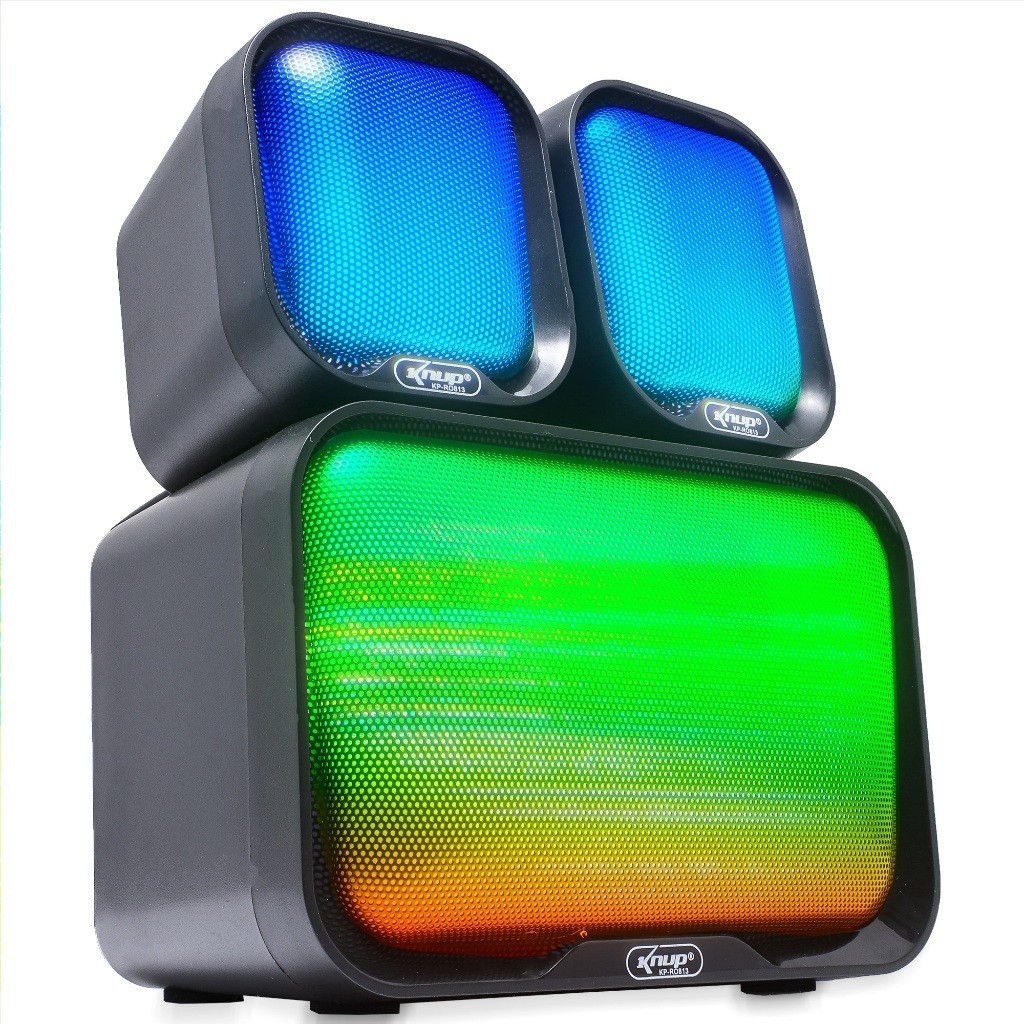 Caixa De Som Alto Falante Subwoofer Painel Led RGB USB P2 Tv Home Note Pc