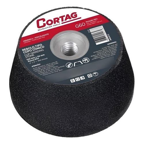 Rebolo Tipo Copo Cônico Para Esmerilhadeira Desbaste Cortag Cor G-60