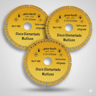 Disco Diamantado 110mm Corta Tudo Multiuso Madeira Cerâmica PVC Aço Amarelo