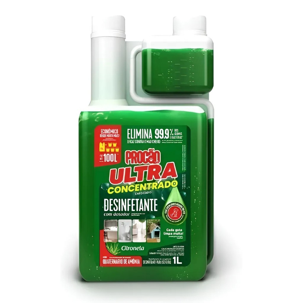 Desinfetante com Dosador Ultra Concentrado Citronela Com Quaternário de Amônia Procão Faz até 100 litros