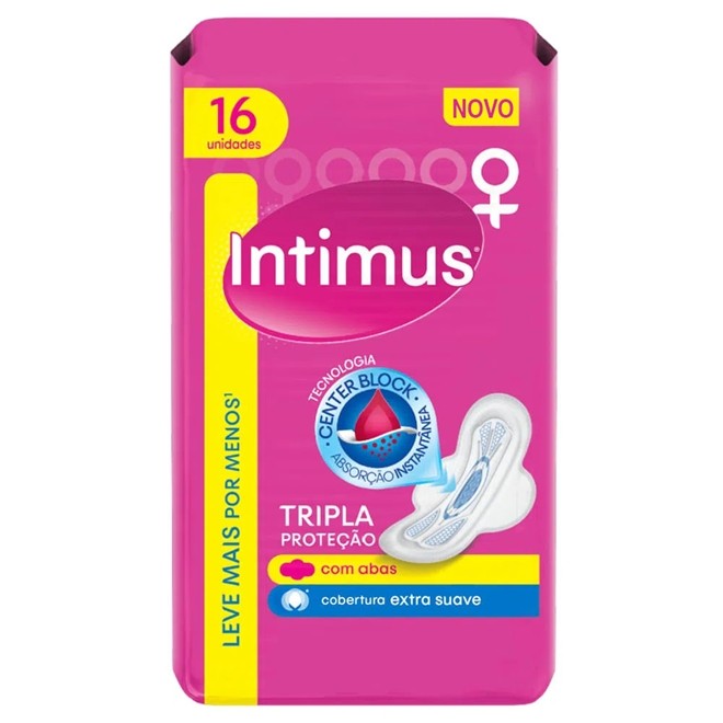 ABSORVENTE INTIMUS GEL TRIPLA PROTEÇÃO C/ ABAS 16un