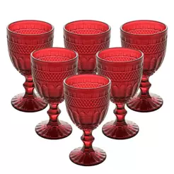 Jogo 6 Taças de Água de Vidro Brand Vermelho 320ml Wolff