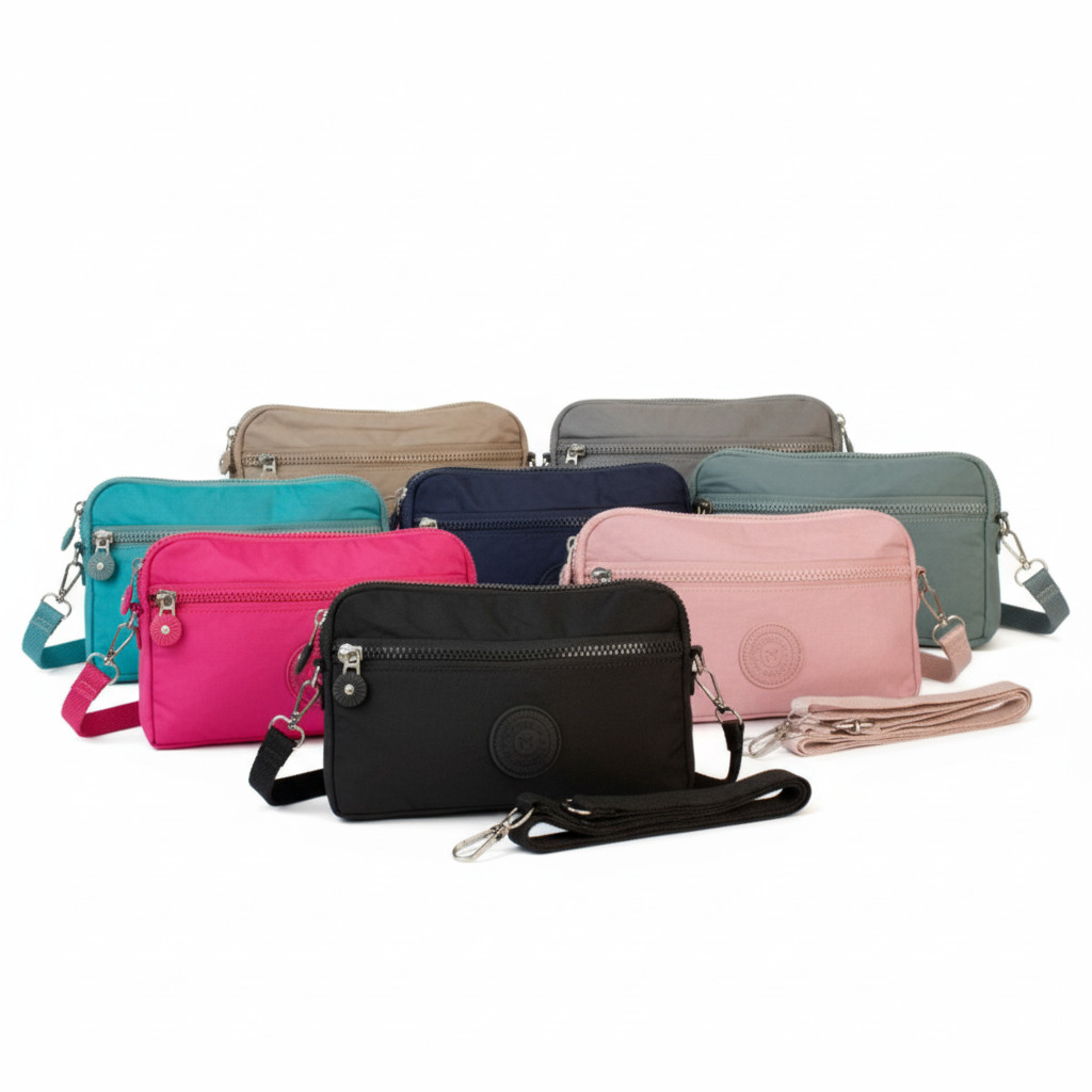 Bolsa Feminina Transversal Pequena Leve Tiracolo Ombro Multiuso Nylon Impermeável Compacta