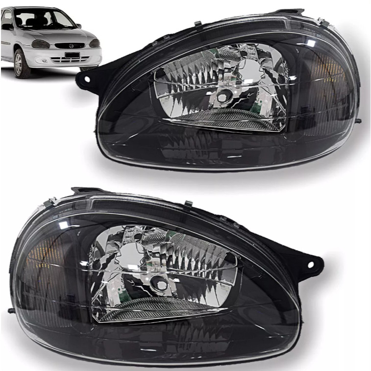 Par Farol GM Classic Corsa Mascara Negra 94 95 96 97 98 99 2000 2001 2002 em Oferta na Shopee