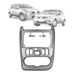 Moldura Painel 2 Din 9" Polegadas Renault Sandero Logan 2008 até 2011