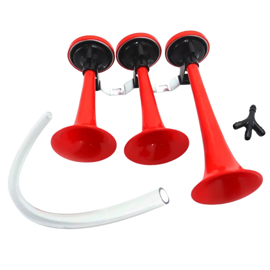 BUZINA A AR 3 CORNETAS VERMELHA CAMINHÃO TRUCK VERDUREIRO em Oferta na Shopee