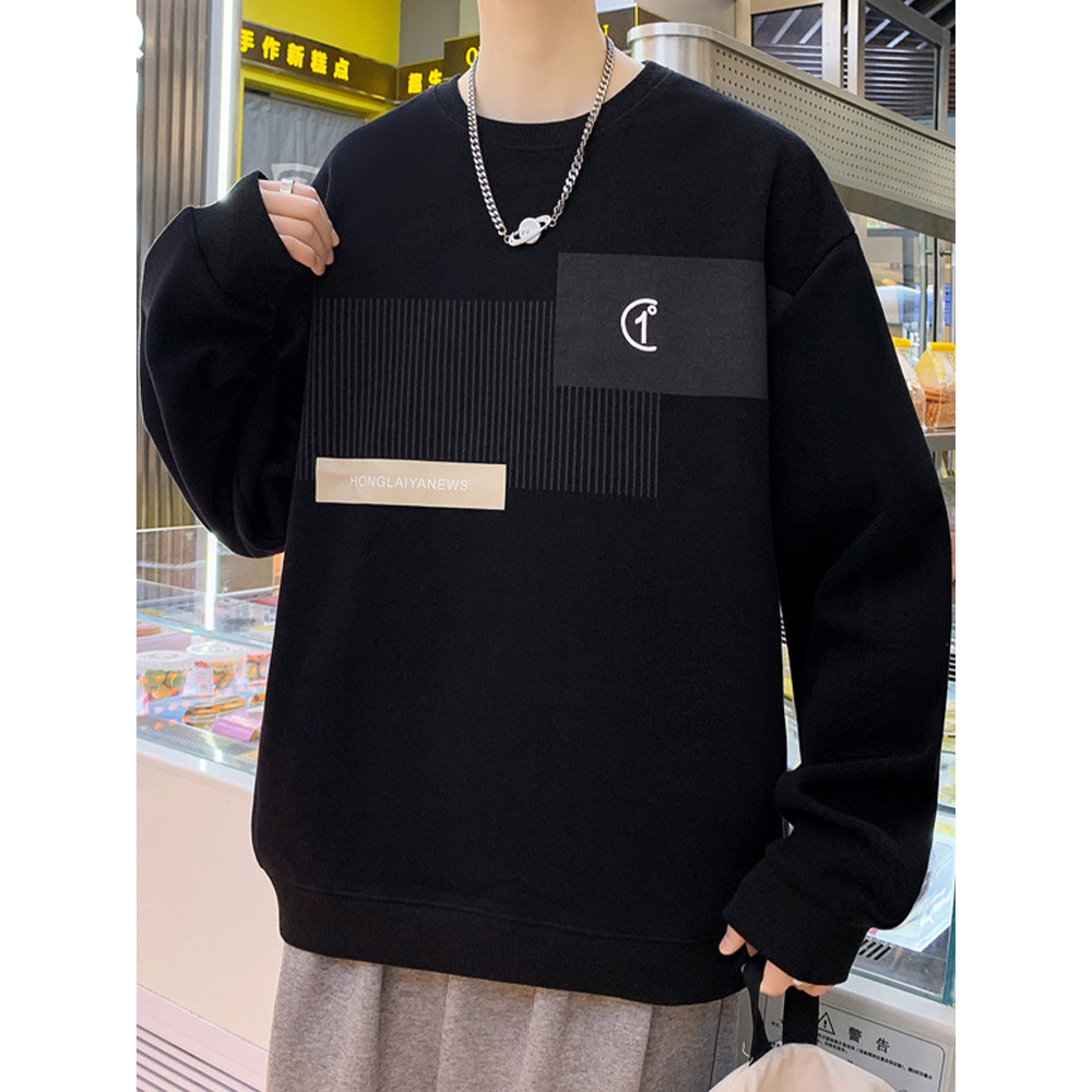 Camiseta masculina de manga comprida com gola redonda 2026 novo estilo moletom masculino primavera outono juventude pret