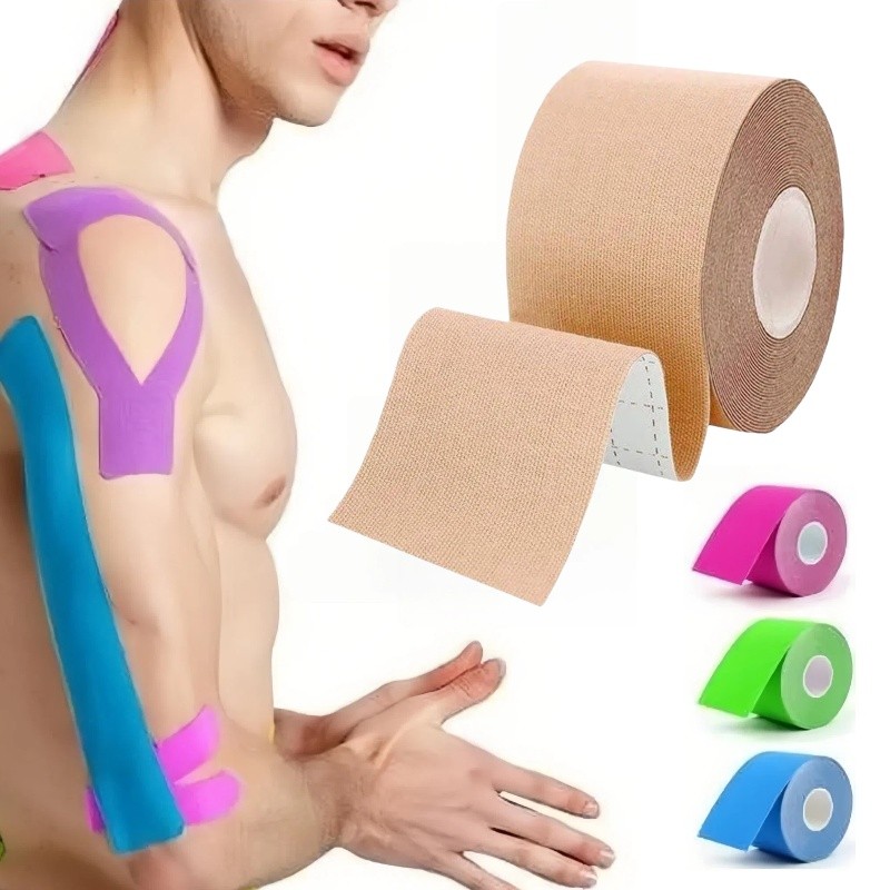 Fita Kinesio Bandagem Elástica 5cmx5m Tape Fisioterapia Adesiva Alivia a Dor Lesão Atleta em Oferta na Shopee
