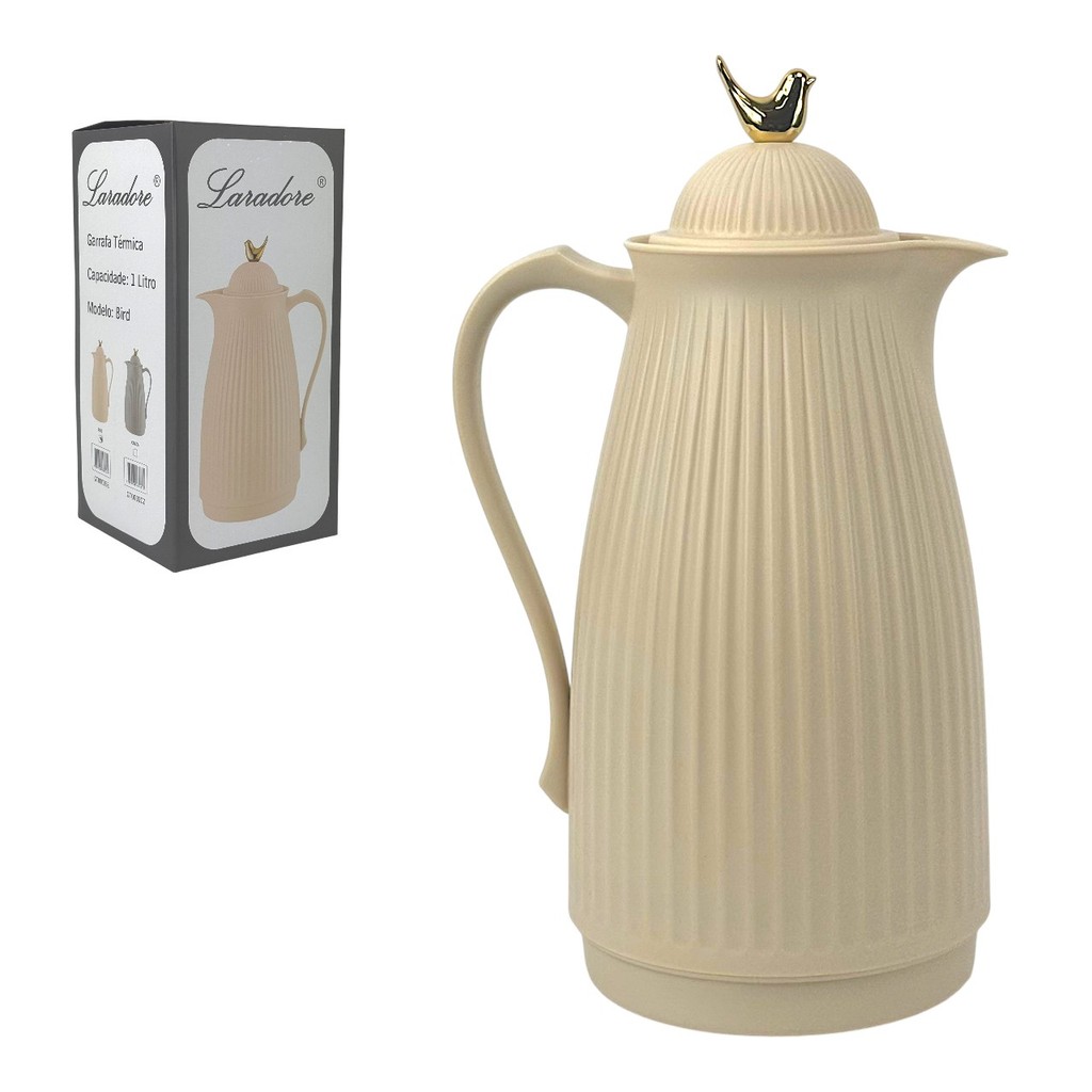 Garrafa Térmica de Café Laradore Bird - Bege e Dourada 1L em Oferta na Shopee