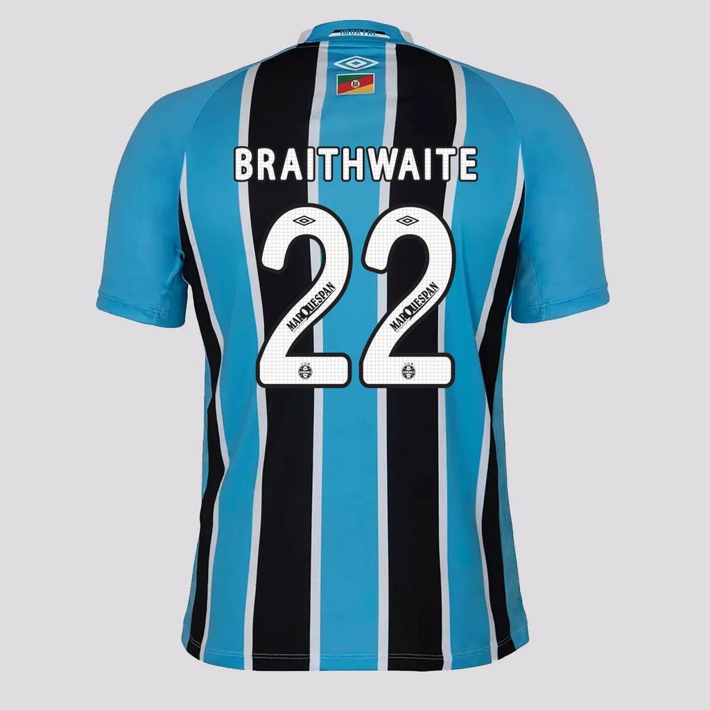 Camisa Umbro Grêmio I 2025 22 Braithwaite em Oferta na Shopee