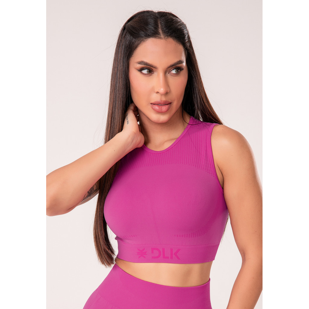 TOP FITNESS FEMININO TEXTURIZADO COM DETALHE VAZADO SEAMLESS+ DLK em Oferta na Shopee