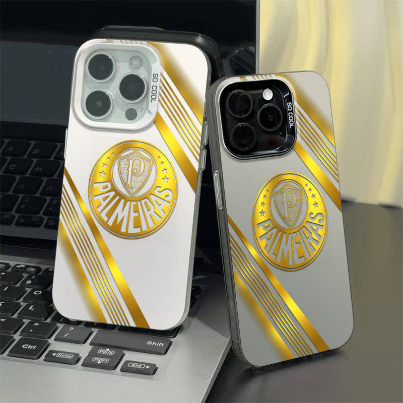 Capinha de celular palmeiras dourada para iPhone 7+8 11 12 13 15 14 16 Pro Max Xr Xs Max 7+8 16 Plus capa anti impacto