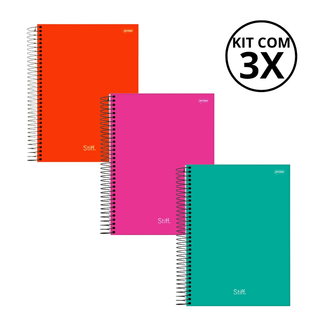 Kit Com 03 Cadernos 10 Matérias Unissex Stiff -Jandaia em Oferta na Shopee