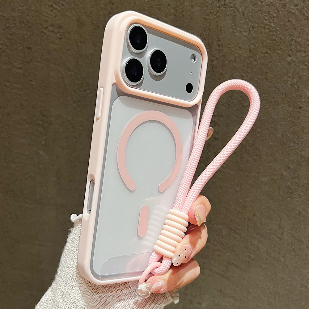 Magsafe Carregamento Sem Fio Doce Cor Fosco Caso Com Cordão Para iPhone 17 16 15 14 13 12 Pro Max Plus Ar 11 Capa