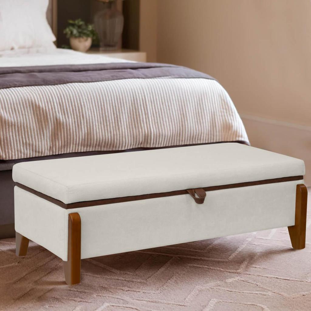 Baú Organizador Puff Bali 160 cm Bouclé Para Quarto e Sala
