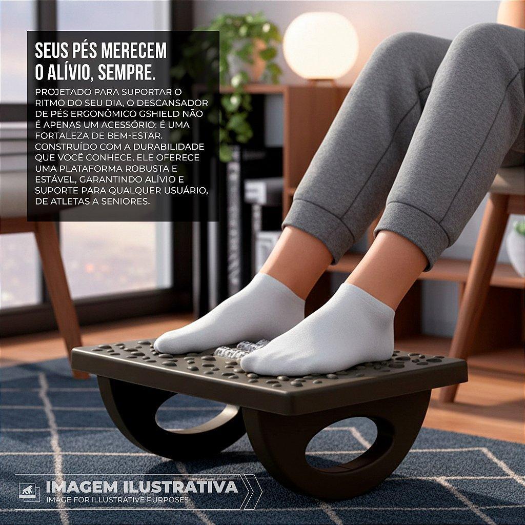 Gshield Apoio Descanso Ergonômico Office Armor para os Pés com Movimento Balanço 180° e Massageador Texturizado, Preto · foto 2