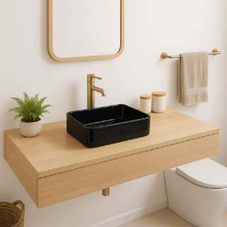 Cuba Pia De Apoio Sobrepor Banheiro Lavabo Quadrada Preta 30x25 em Oferta na Shopee