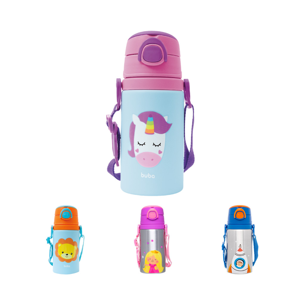 Garrafinha Infantil Alumínio Escolar Canudo Silicone Buba em Oferta na Shopee