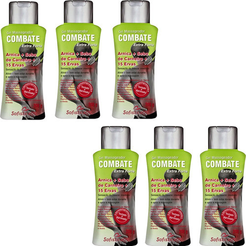 Kit C/ 6 Gel Massageador corporal 15 ervas + arnica sofisticatto cosméticos