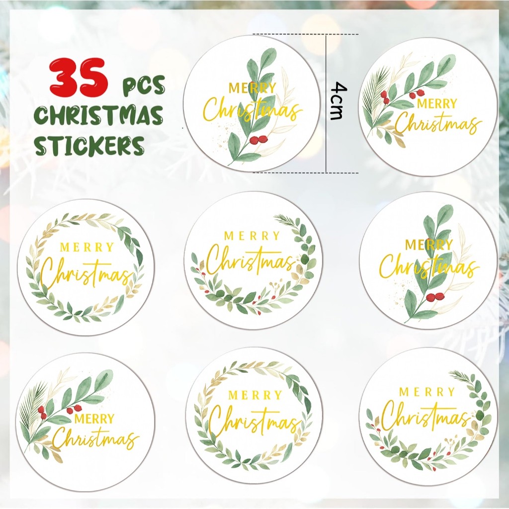 35 pecas adesivo de PVC A prova d agua para decoracao de Natal em estilo retro