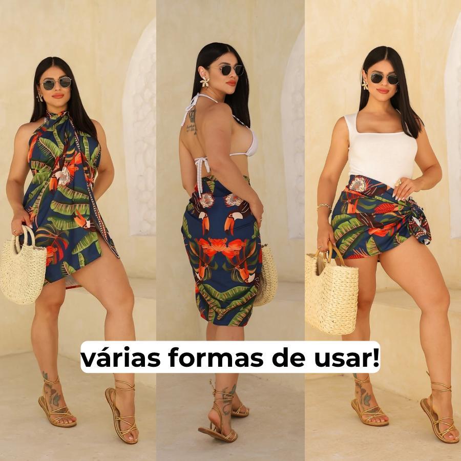 Canga Pareô Feminina Saída de Praia Estampa Verão Tecido Leve Secagem Rápida