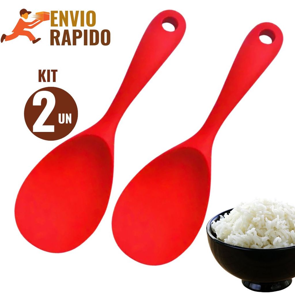 Kit 2 Colheres de Servir de Silicone Utensílios de Cozinha Antiaderente Não Risca Panela Resistente