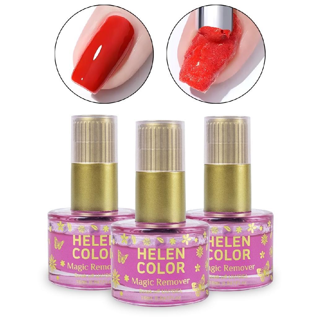 Kit 3 Removedor Esmalte Gel Magic Remover 16ml Helen Color Manicure Nail Designer Unhas