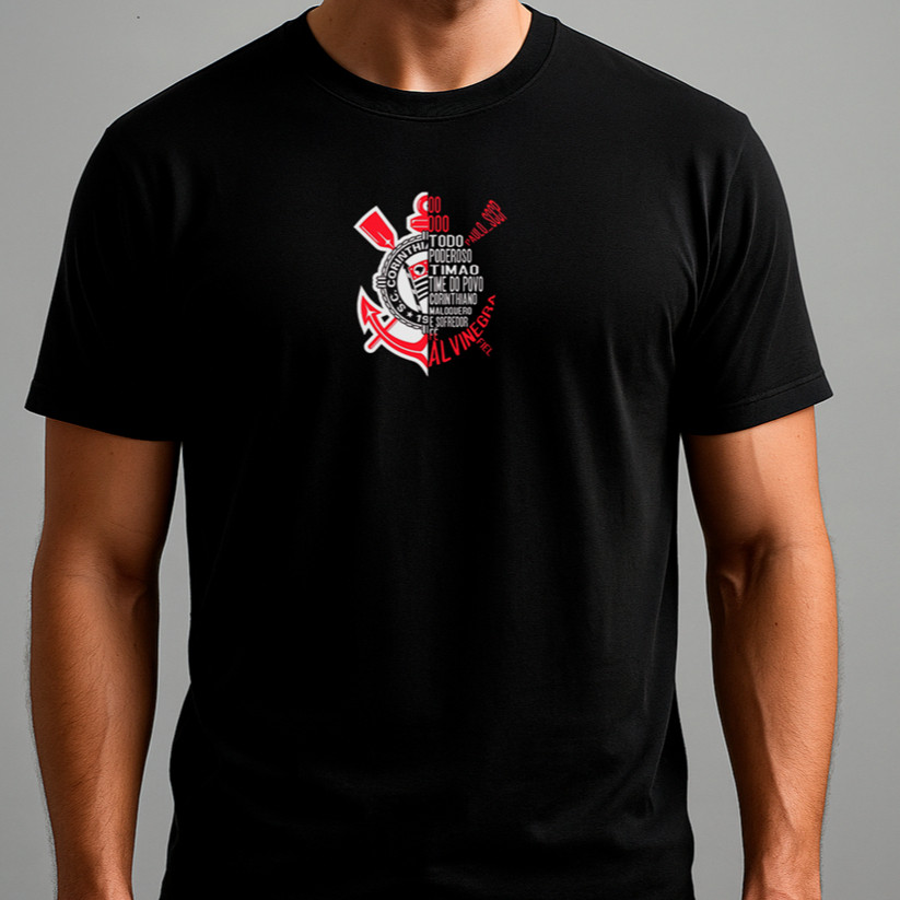 T-Shirt Básica Masculina Camisa Do Time Corinthians Blusa Em Algodão Camisa do Corinthians Feminina Timão