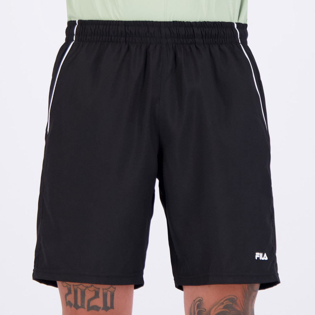 Bermuda Fila Train II 7,5 Preta e Branca em Oferta na Shopee