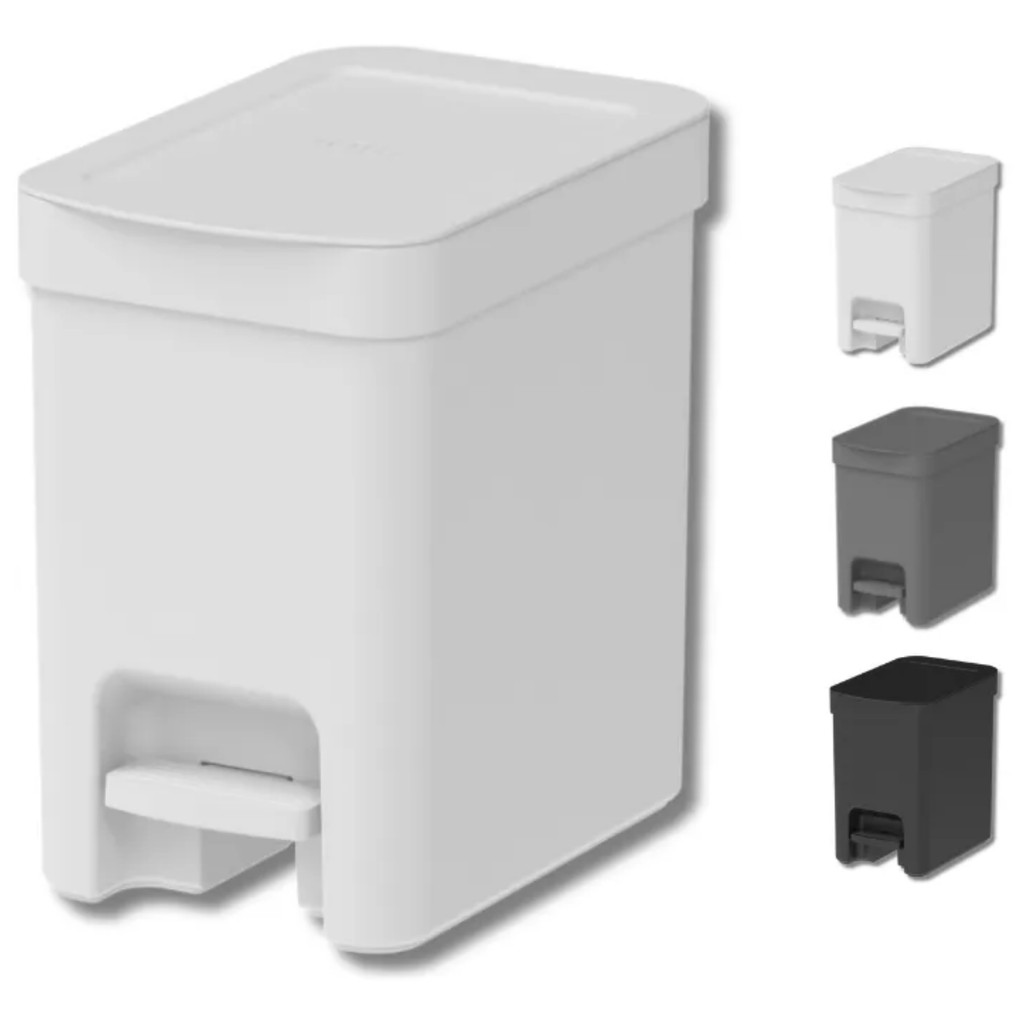 Lixeira Com Pedal 6l Cozinha Banheiro Dual Trium Compacta Preto