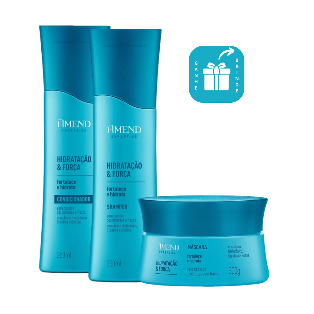 Amend Kit Hidratação E Força Shampoo, Condicionador e Máscara