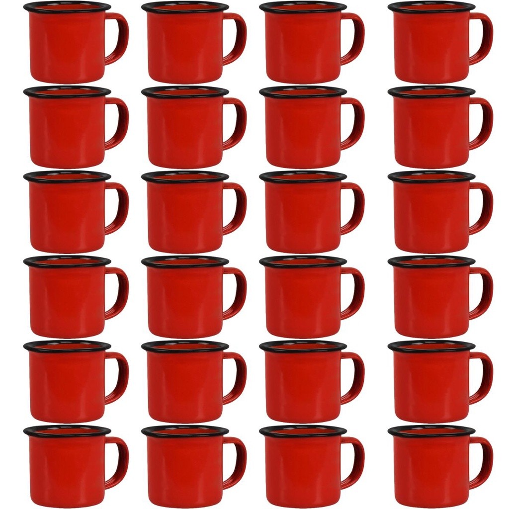 Caneca Esmaltada Retro Antiga Vermelha 150ml 24 Unidades Copo café