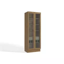 Cristaleira de Cozinha Botanic M628 c/ 2 Portas de Vidro e 1 Gaveta 80cm Nogueira/Verde Oliva - Kappesberg