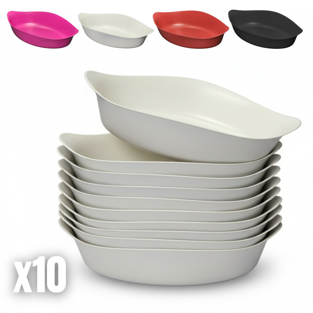 Kit 10 Barquinha Plástica Petisqueira Acompanhamento Molhos Estilo JaponesCanoa Barca Para Petiscos