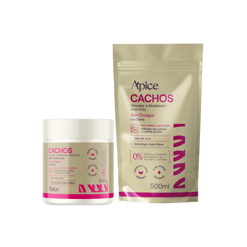 Kit Ativador e Modelador Anti-Frizz Cachos + Refil 500ml Apice