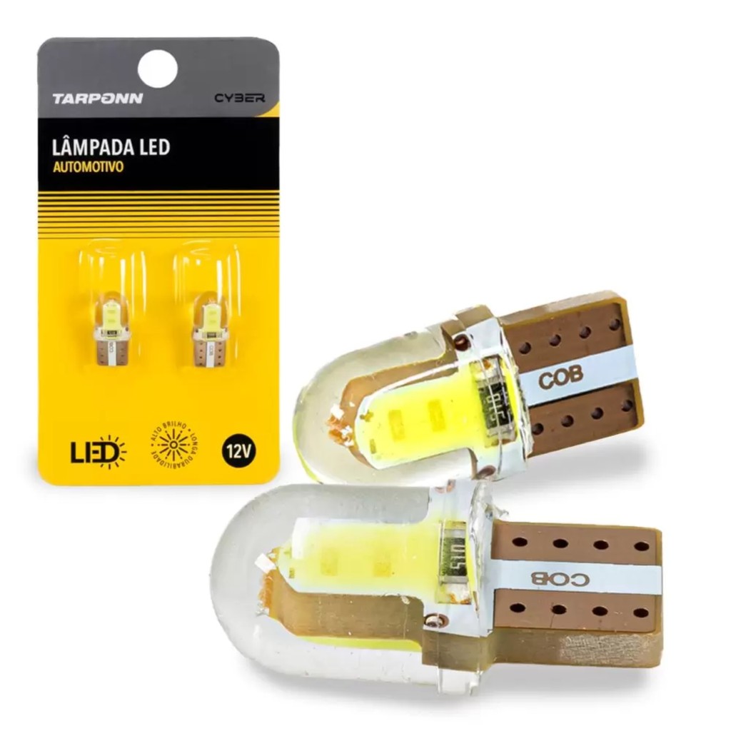 Par de Lâmpadas LED T10 Silicon COB LED CYBER Tarponn - TP-5002 em Oferta na Shopee