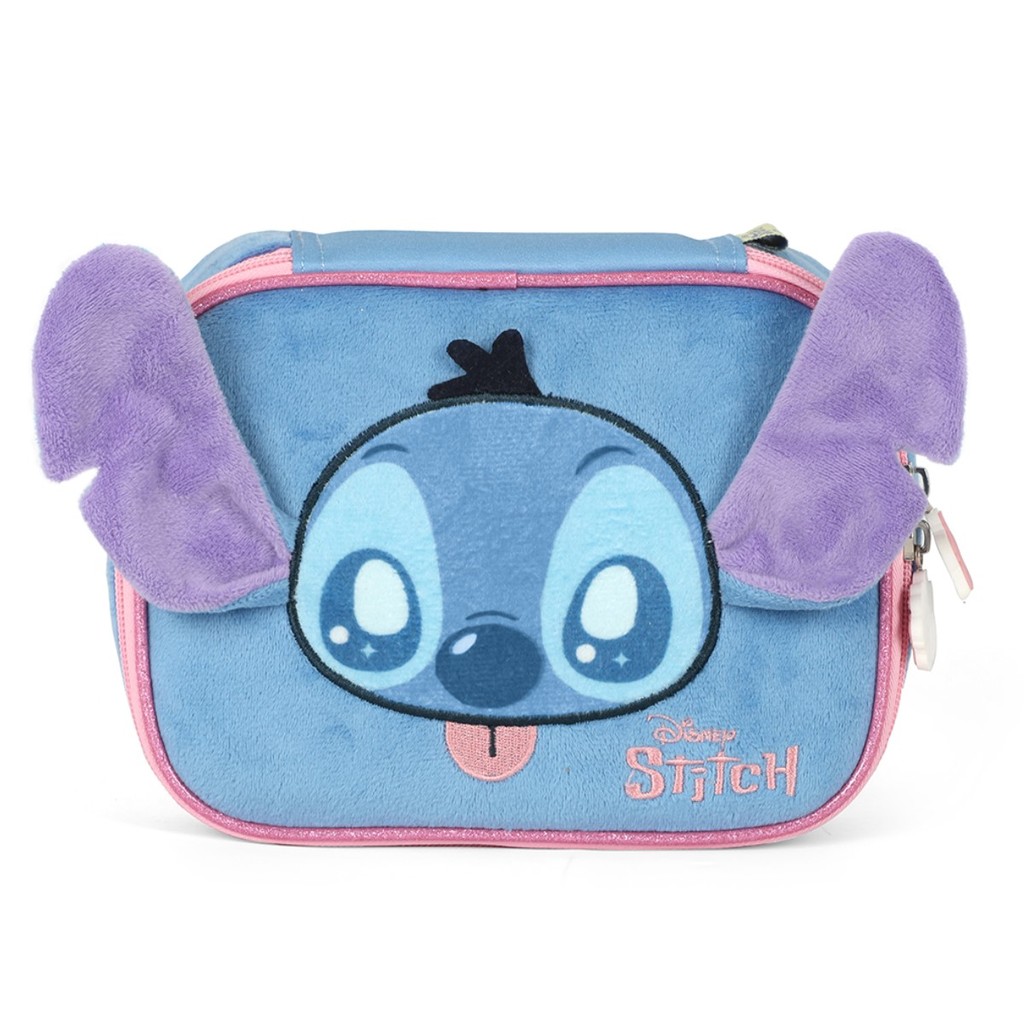 Estojo Escolar Box Stitch Disney Pelucia 3D Azul Luxcel em Oferta na Shopee