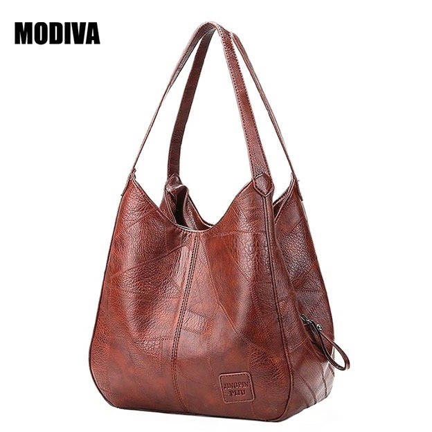 MODIVA Bolsa Feminina De Ombro Média Retro Em PU Bolsa De Mão De Grande Capacidade Com Múltiplos Compartimentos