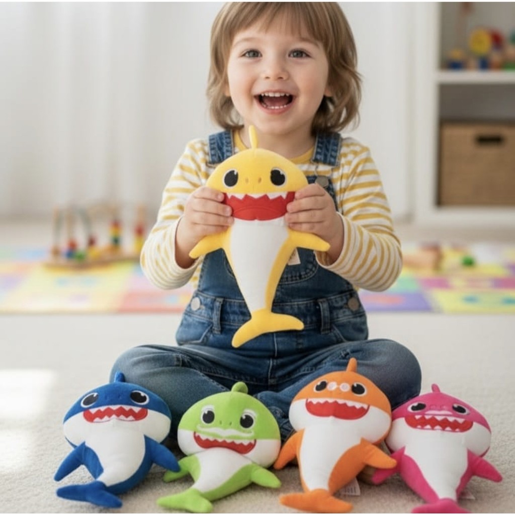 Pelúcia baby shark tubarão varias cores pronta entrega presente