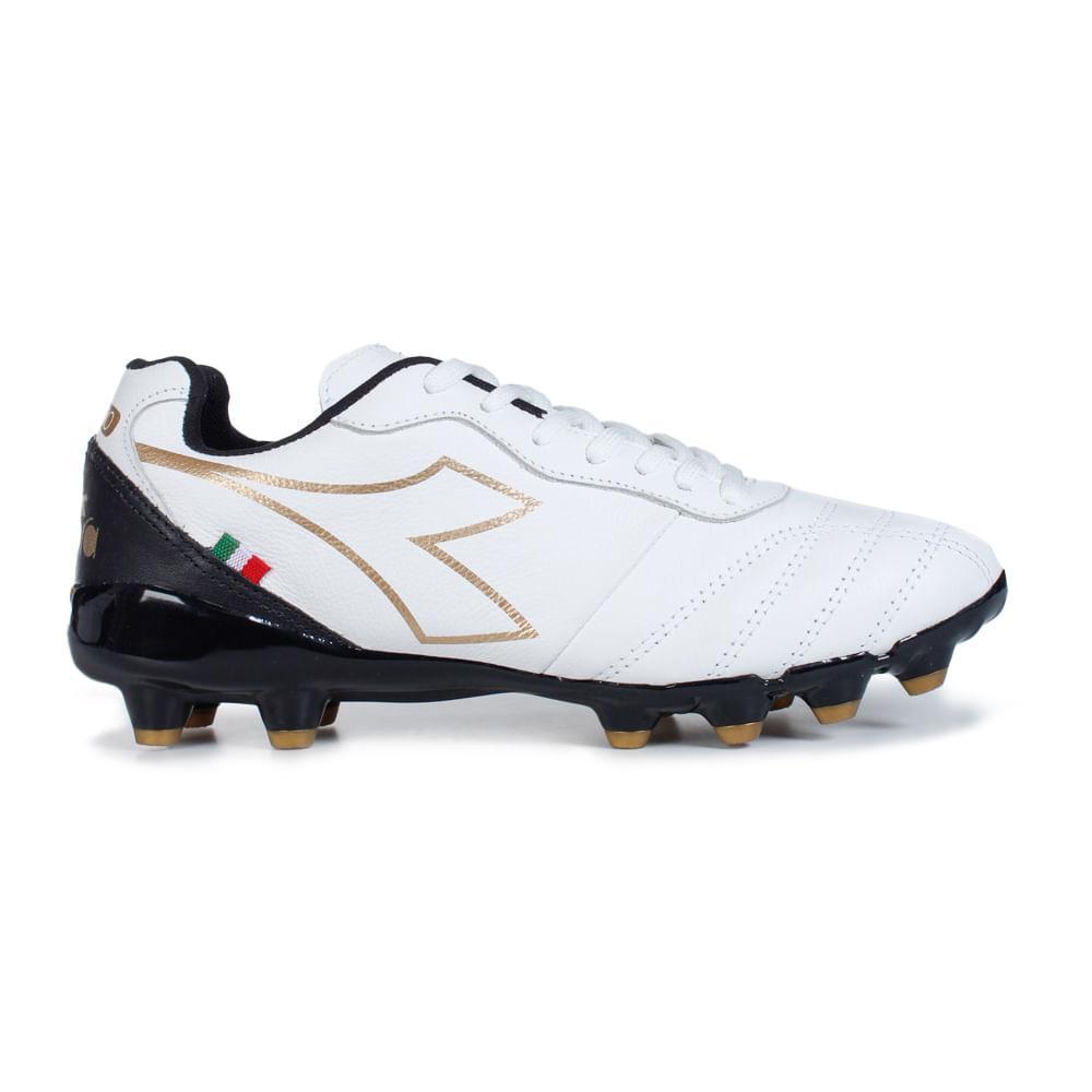 Chuteira Unissex Diadora Calcio Campo Branco e Dourado em Oferta na Shopee