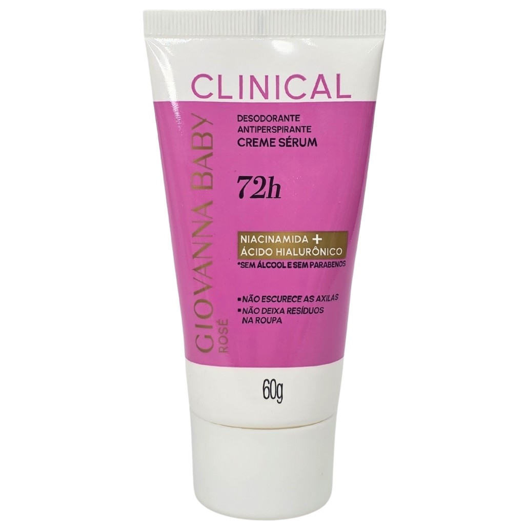 Desodorante Creme Sérum Bisnaga Rosé Clinical 72h Vegano Giovanna Baby 60g