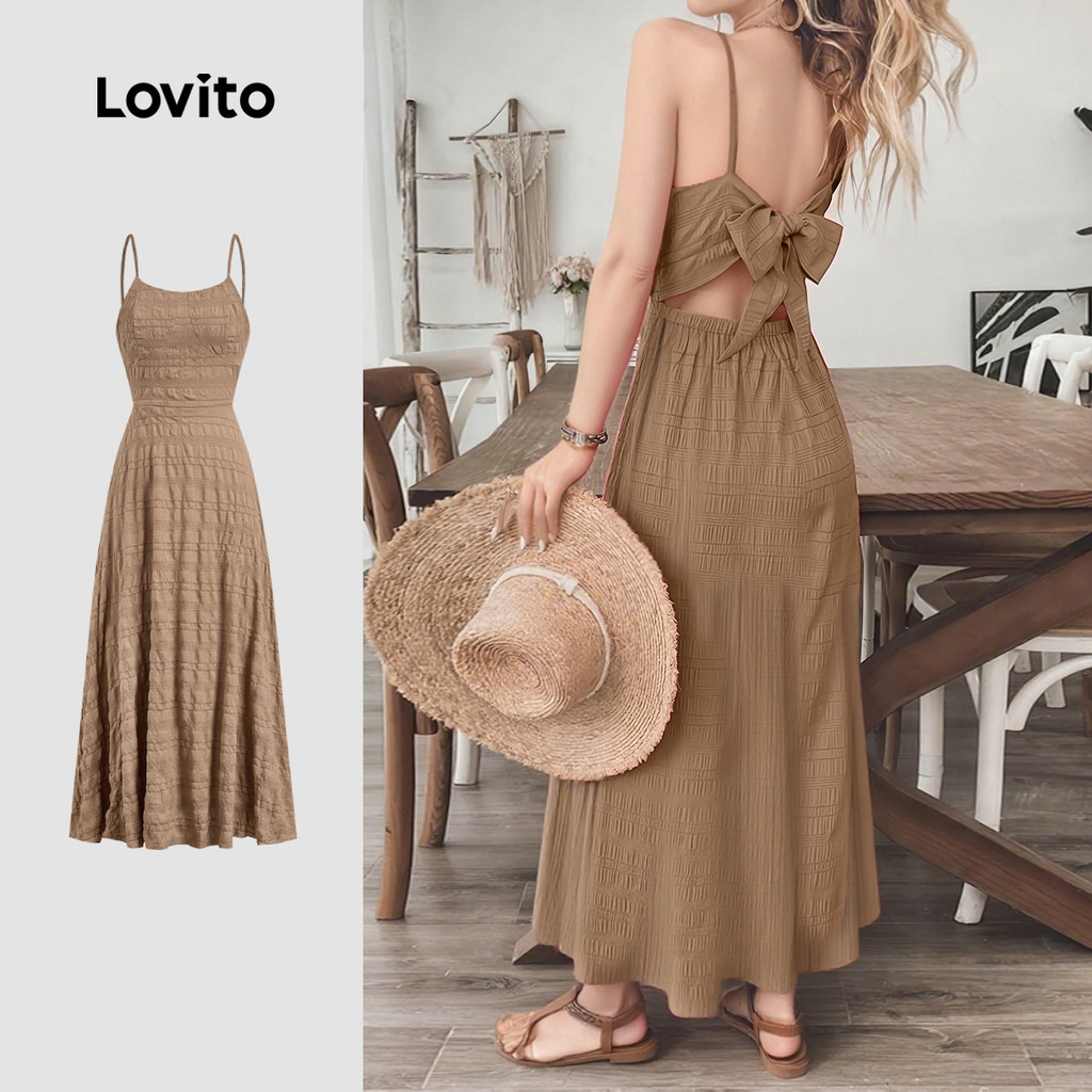 Lovito Vestido Boho Dobrado de Primavera/verão para mulheres L143EDD037 em Oferta na Shopee